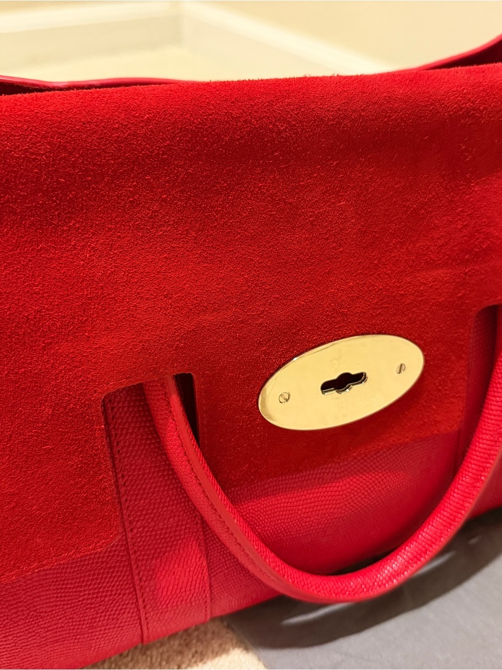 Mulberry Bayswater pressed Red leather lizard skin effect with Gold hardware - Picture 4 of 8